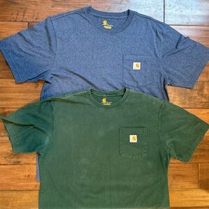 Carhartt K87 Pocket Tee Bundle | Size L | Blue + Green Workwear